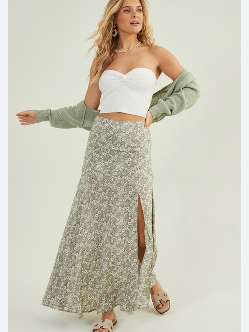 Altar'd State Floral Patterned Maxi Skirt, Size Medium